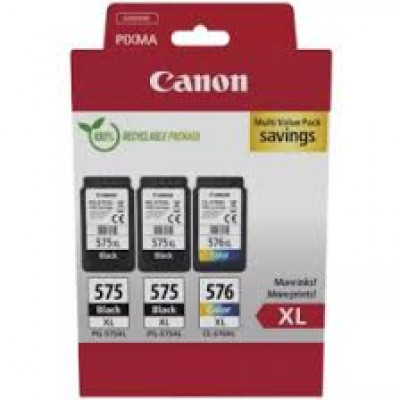 Canon PG-575XLx2/CL-576XL Multipack - 3-pack - High Yield - black, colour (cyan, magenta, yellow) - original - hanging box - ink cartridge - for PIXMA TR4750i, TR4751i, TS3550i, TS3551i